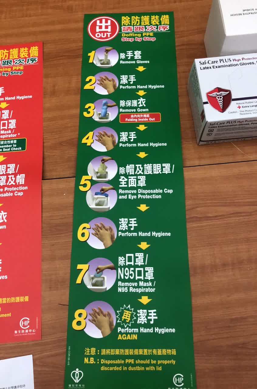 脫去個人防護使用說明。（大文新聞網記者李斯哲攝）